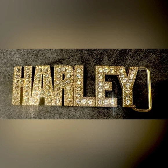 Gold and Silver Rhinestone HARLEY DAVIDSON Belt Buckle - Picture 1 of 1
